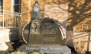 Statue detailing the history of the fire department